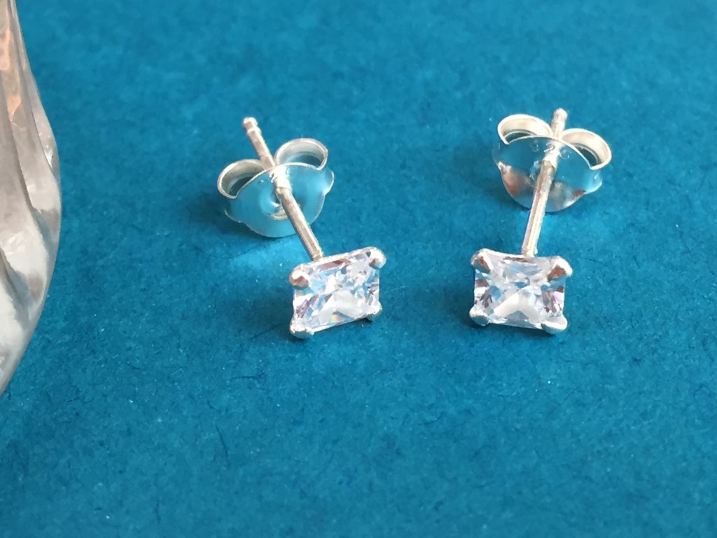 Clear Jewelled Square Earrings