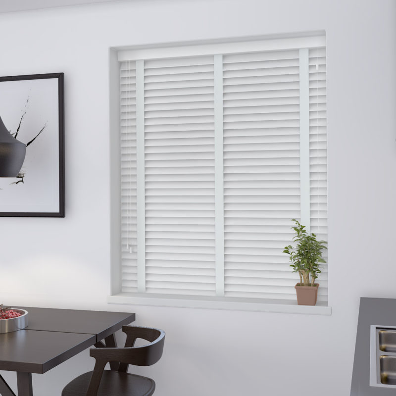 White wooden blinds