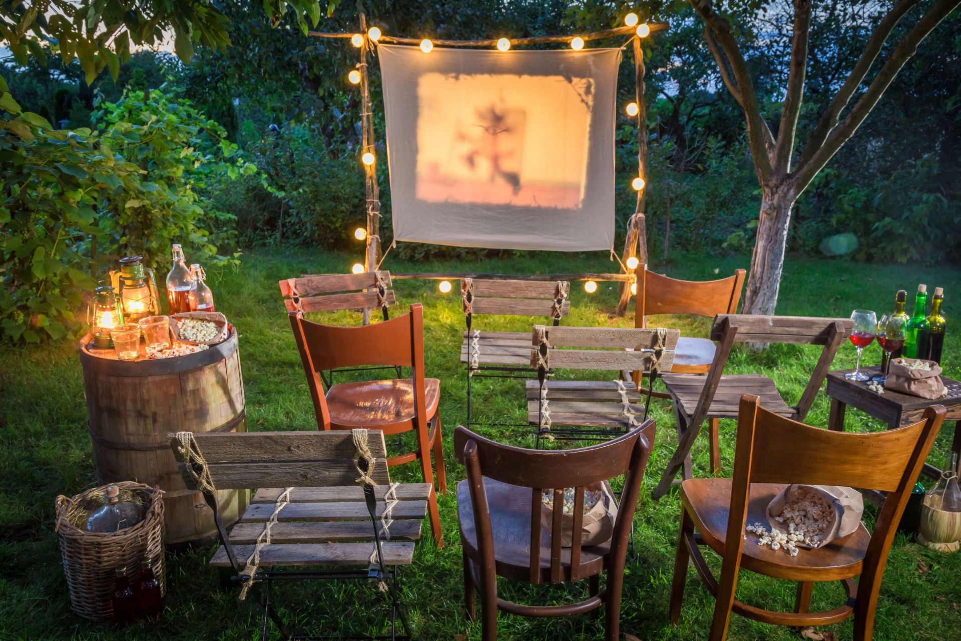 Backyard movie setup